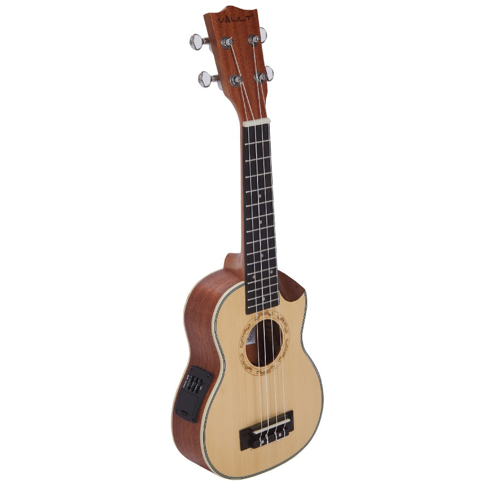 Vault UK-1000SC 21-Inch Solid Spruce Top Premium Semi Cutaway Soprano Ukulele