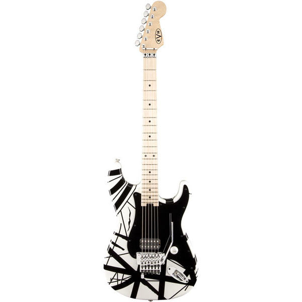 EVH Striped Series Stratocaster Electric Guitar - White & Black Stripe