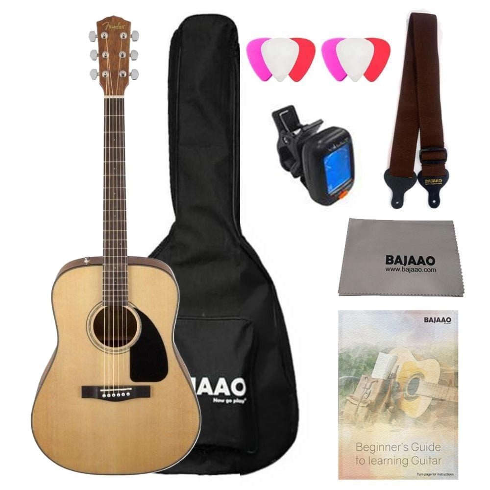 Fender Acoustic Guitars Bundle / Natural Fender CD-60 Dread V3 DS 6 String Acoustic Guitar