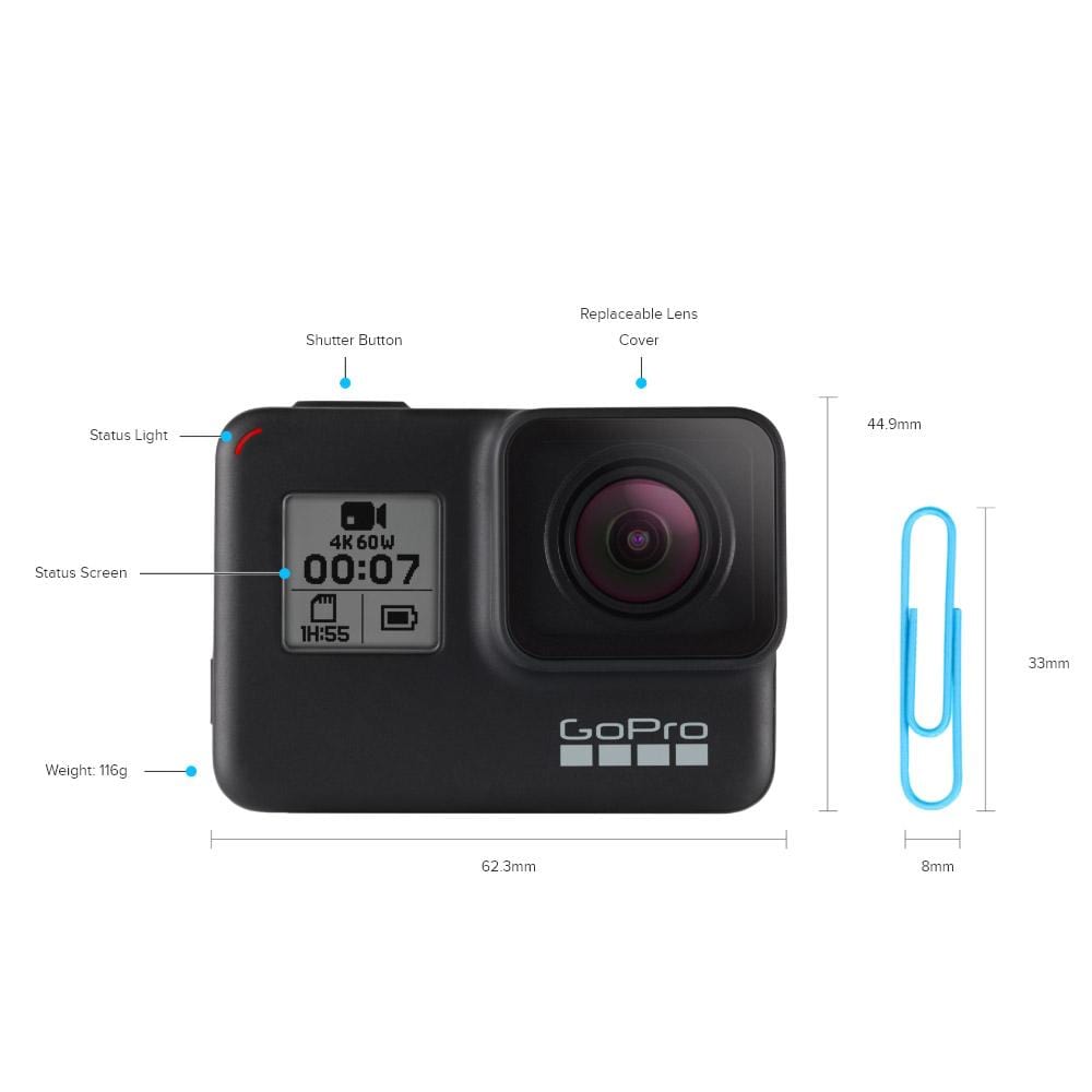 Buy GoPro HERO7 Black 12MP Rugged Waterproof HyperSmooth 4K Action Camera  with Year Warranty Online Bajaao