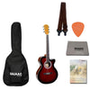 Havana Acoustic Guitars BUNDLE / Red Burst Havana FA391c 39-Inch Cutaway Acoustic Guitar