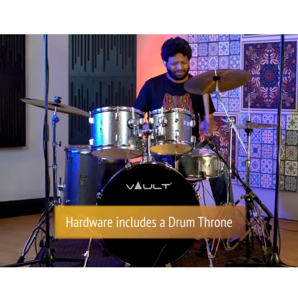 Vault Groover 22" 5-Piece Acoustic Drum Kit with Hardware, Cymbals & Throne