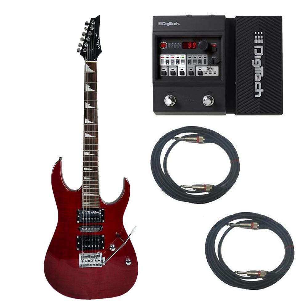 Vault RG1RW Soloist Style Electric Guitar With Digitech Element XP  ELMTXPV-01 Guitar Processor Bundle