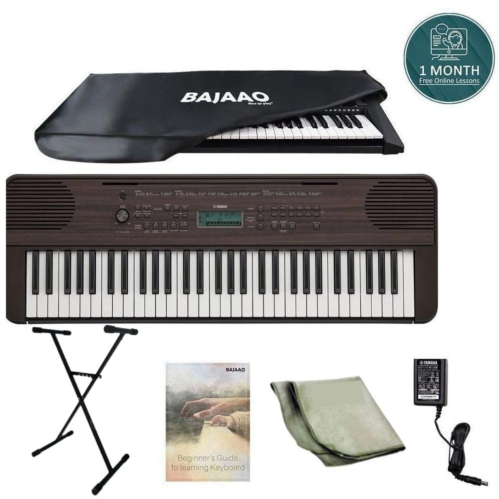 Yamaha PSR E360 61 Key Expressive Touch Sensitive Portable Keyboard with  Dust Cover, Stand, Polishing Cloth, Online Lessons & Ebook